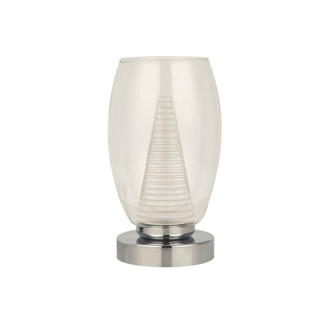 Searchlight Electric Cyclone Table Lamp - Chrome Metal & Clear Glass 97293-1CL