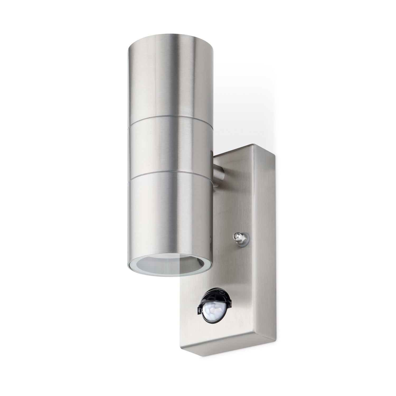JCC Lighting JC17063 Twin GU10 Stainless Steel Up/Down wall light with PIR 7W LED Max, IP44