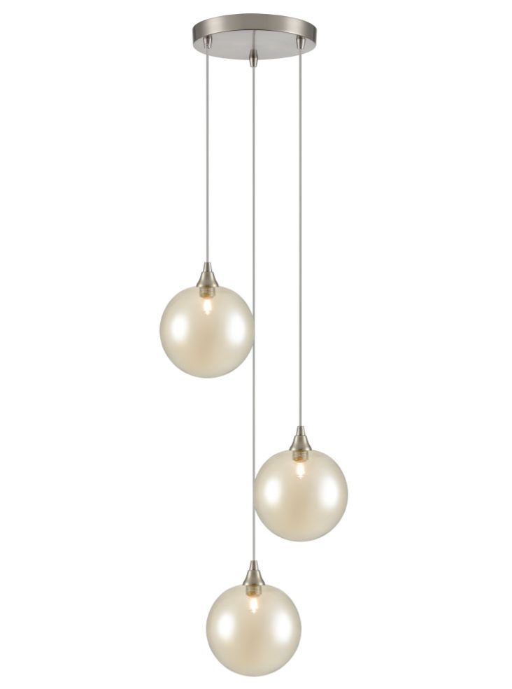 Franklite Galaxy 3 Light Spreader in satin nickel with amber glass Galaxy part no - FL2453-3-366