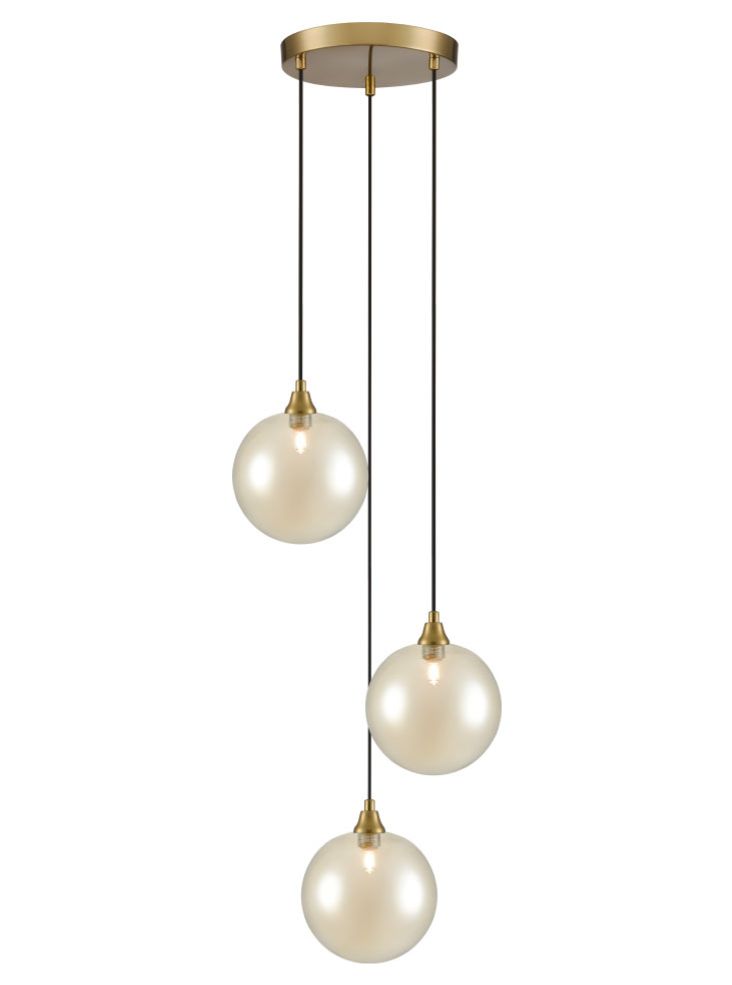 Franklite Galaxy 3 Light Spreader in aged brass with amber glass Galaxy part no - FL2468-3-366