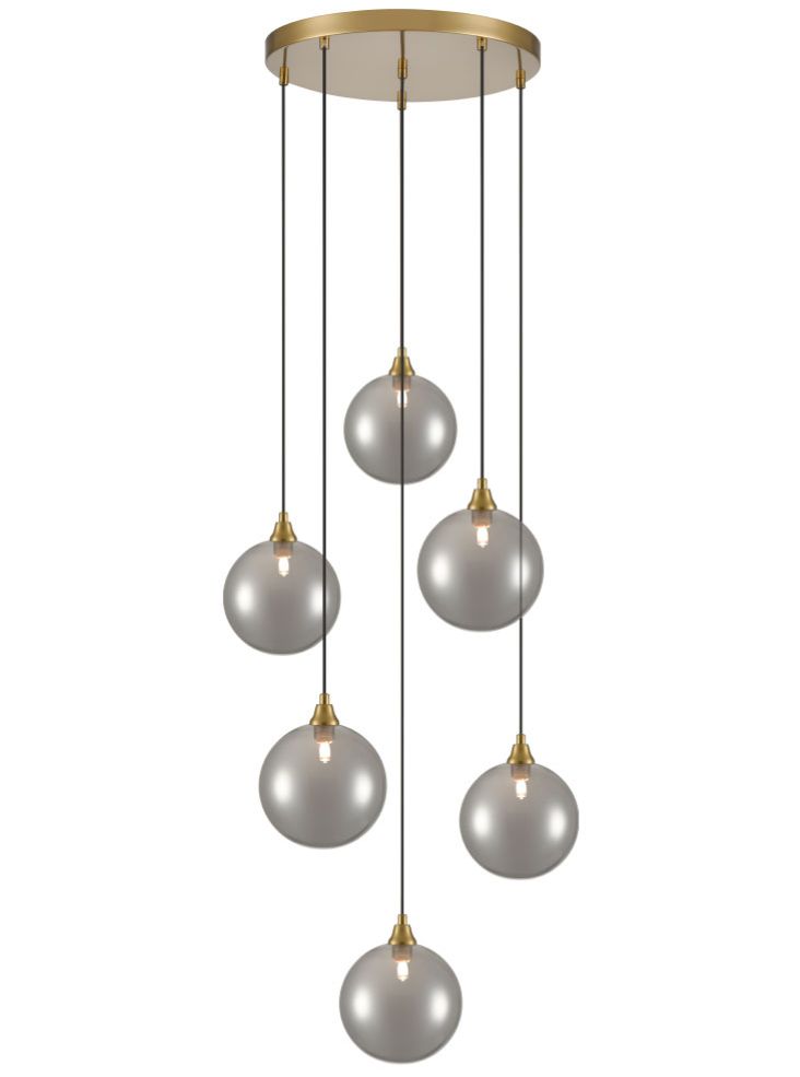 Franklite Galaxy 6 Light Spreader in aged brass with smoked glass Galaxy part no - FL2468-6-365