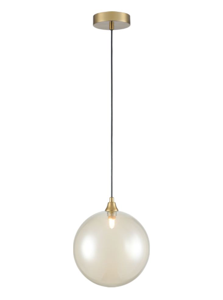 Franklite Galaxy single pendant in aged brass with amber glass Galaxy part no - PCH424-370