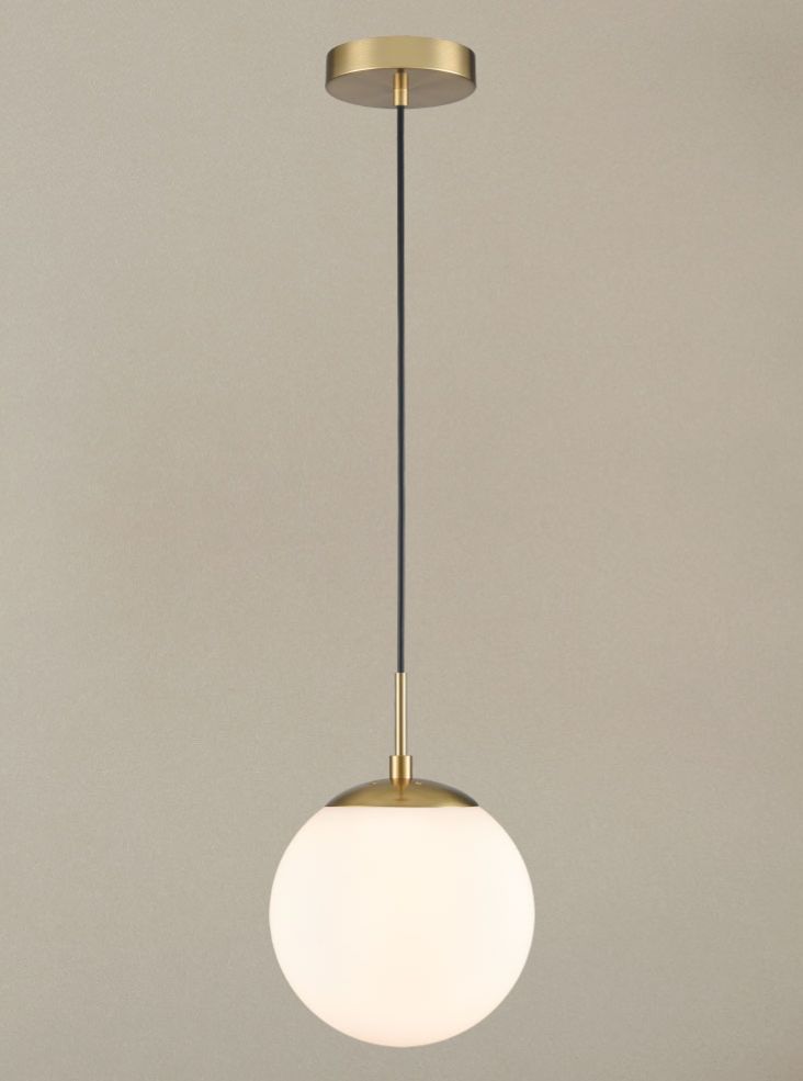 Franklite Galaxy single pendant in aged brass with matt opal glass Galaxy part no - PCH426-371