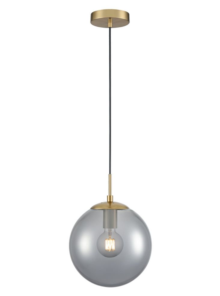 Franklite Galaxy single pendant in aged brass with smoked glass Galaxy part no - PCH426-373