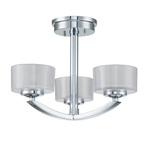 Hinkley Ceiling Semi-Flush from the Meridian range. Meridian 3 Light Semi-Flush  Product Code = HK-MERIDIAN-SF-BATH-PC