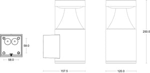 JCC JC039035 Exterior Wall Light Up Light 10W 27K/3K/4K/57K IP65 Black Downward EM