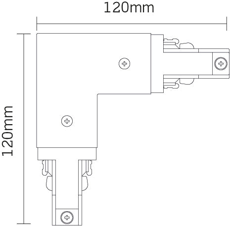 JCC Lighting JC14005BLK Mainline Mains IP20 Adjustable Right-Angled/Straight Connector Black