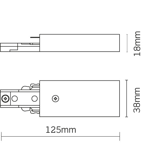 JCC Lighting JC14013WH Mainline Mains IP20 84mm Track End Power Feed White