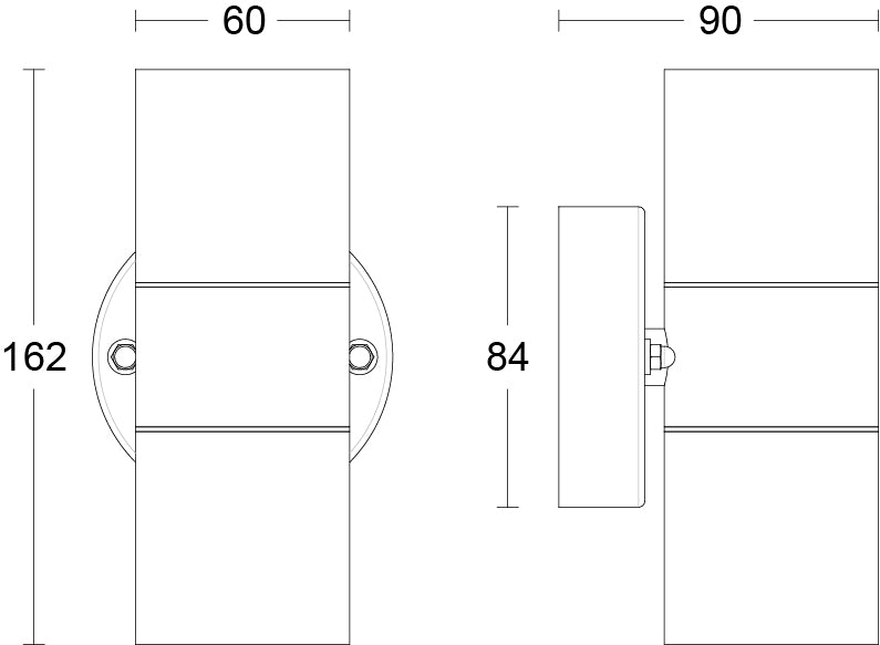JCC Lighting JC17060ANTH Twin GU10 Anthracite downward wall light 7W LED Max IP44