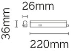 JCC Lighting JC83301 Undercabinet LED Batten IP20 3W 220mm 4000K White PC c/w 1m lead.