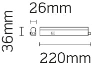 JCC Lighting JC83301 Undercabinet LED Batten IP20 3W 220mm 4000K White PC c/w 1m lead.