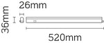 JCC Lighting JC83304 Undercabinet LED Batten IP20 8W 520mm 3000K White PC c/w 1m lead.