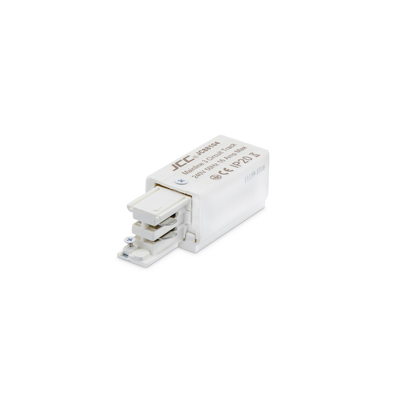 JCC Lighting JC88104WH Mainline 3 Circuit Track Power Feed Right White