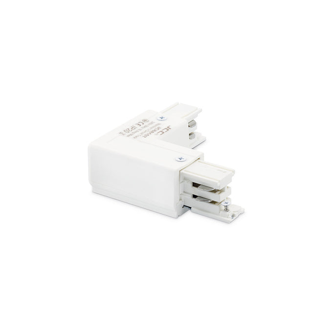 JCC Lighting JC88107WH Mainline 3 Circuit Track 'L' Connector Right Side Earth White