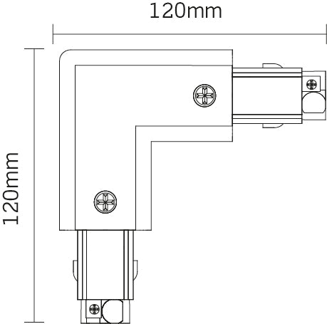 JCC Lighting JC88107BLK Mainline 3 Circuit Track 'L' Connector Right Side Earth Black