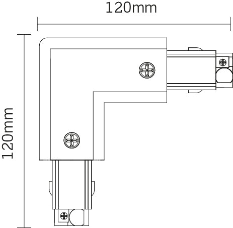 JCC Lighting JC88108BLK Mainline 3 Circuit Track 'L' Connector Left Side Earth Black