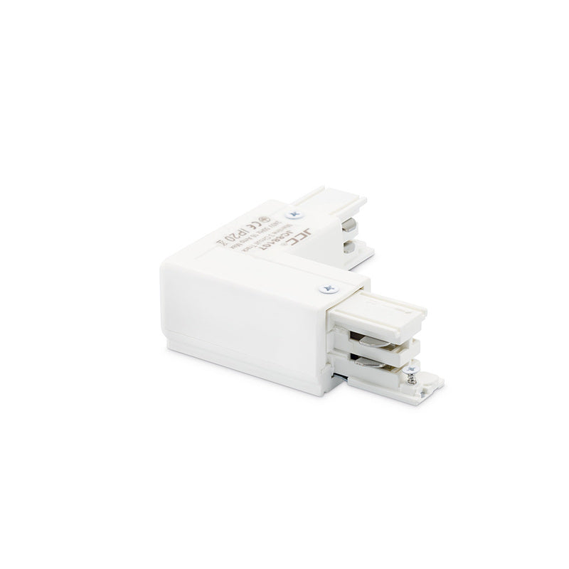 JCC Lighting JC88108WH Mainline 3 Circuit Track 'L' Connector Left Side Earth White