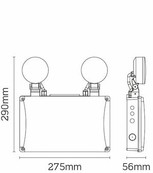 JCC JCEM110011WH EscapeLUX™ Emergency Twin Spot 3W 450lm 6000k IP65 White  Self Test