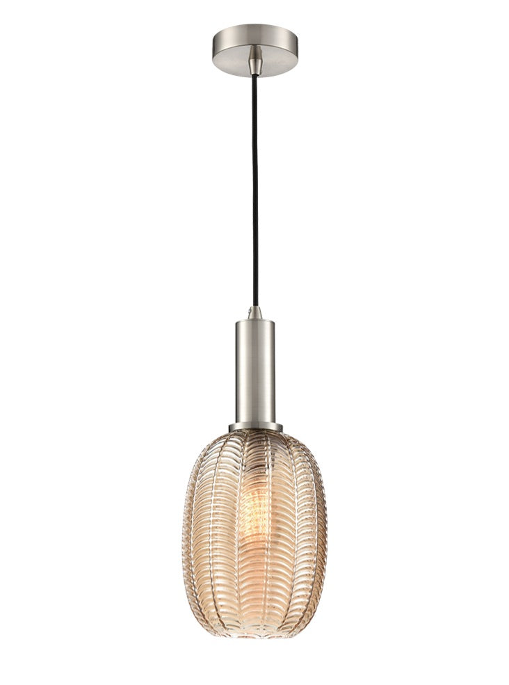 Franklite Mezcla pendant in satin nickel with chevron glass Mezcla part no - PCH460-502