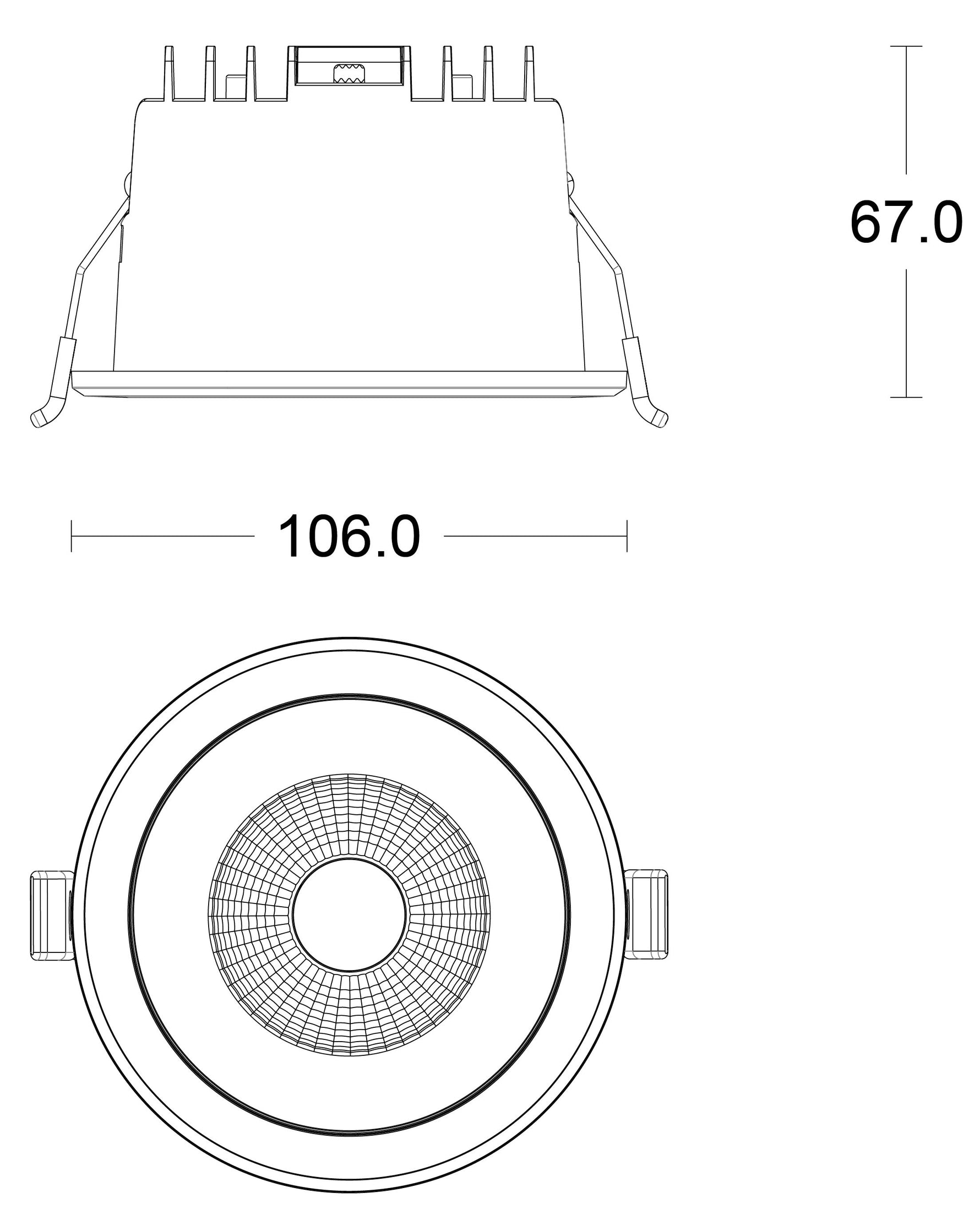 JCC JC73037 Parluma downlight 106mm 6W/9W 3K/4K/57K IP65 Black bezel Black ref Triac