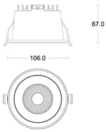 JCC JC73039 Parluma downlight 106mm 6W/9W 3K/4K/57K IP65 Black bezel Black nickel ref Triac
