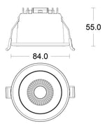 JCC JC73015 Parluma downlight 84mm 4W/6W 3K/4K/57K IP65 Black bezel Black nickel ref Triac
