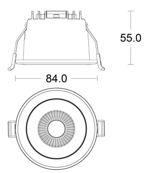 JCC JC73015 Parluma downlight 84mm 4W/6W 3K/4K/57K IP65 Black bezel Black nickel ref Triac