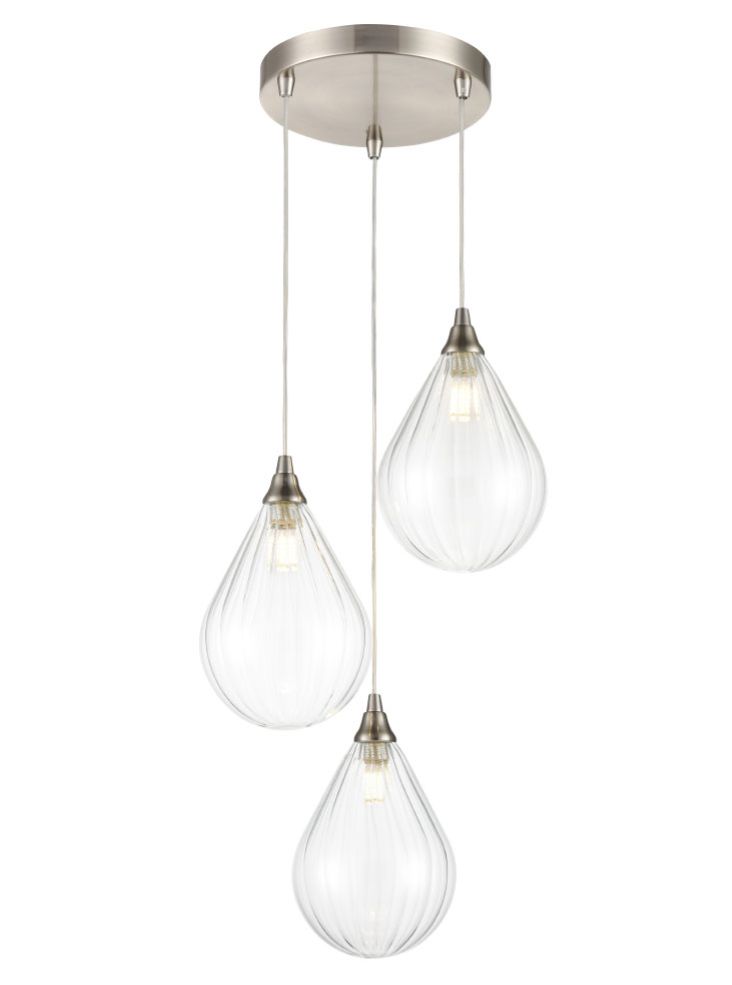 Franklite Perry 3 Light Spreader in satin nickel with clear glass Perry part no - FL2453-3-354