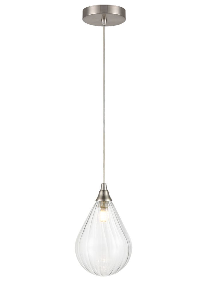 Franklite Perry single pendant in satin nickel with clear glass Perry part no - PCH244-354