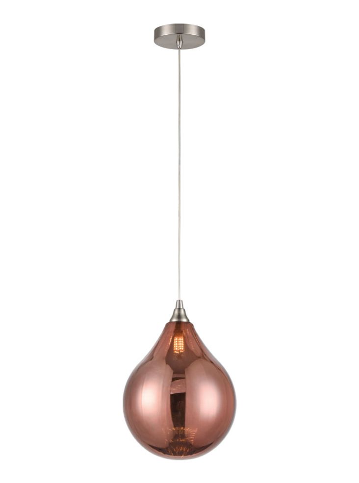 Franklite Perry single pendant in satin nickel with copper glass Perry part no - PCH244-361