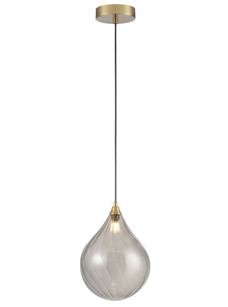 Franklite Perry single pendant in aged brass with smoked glass Perry part no - PCH424-359