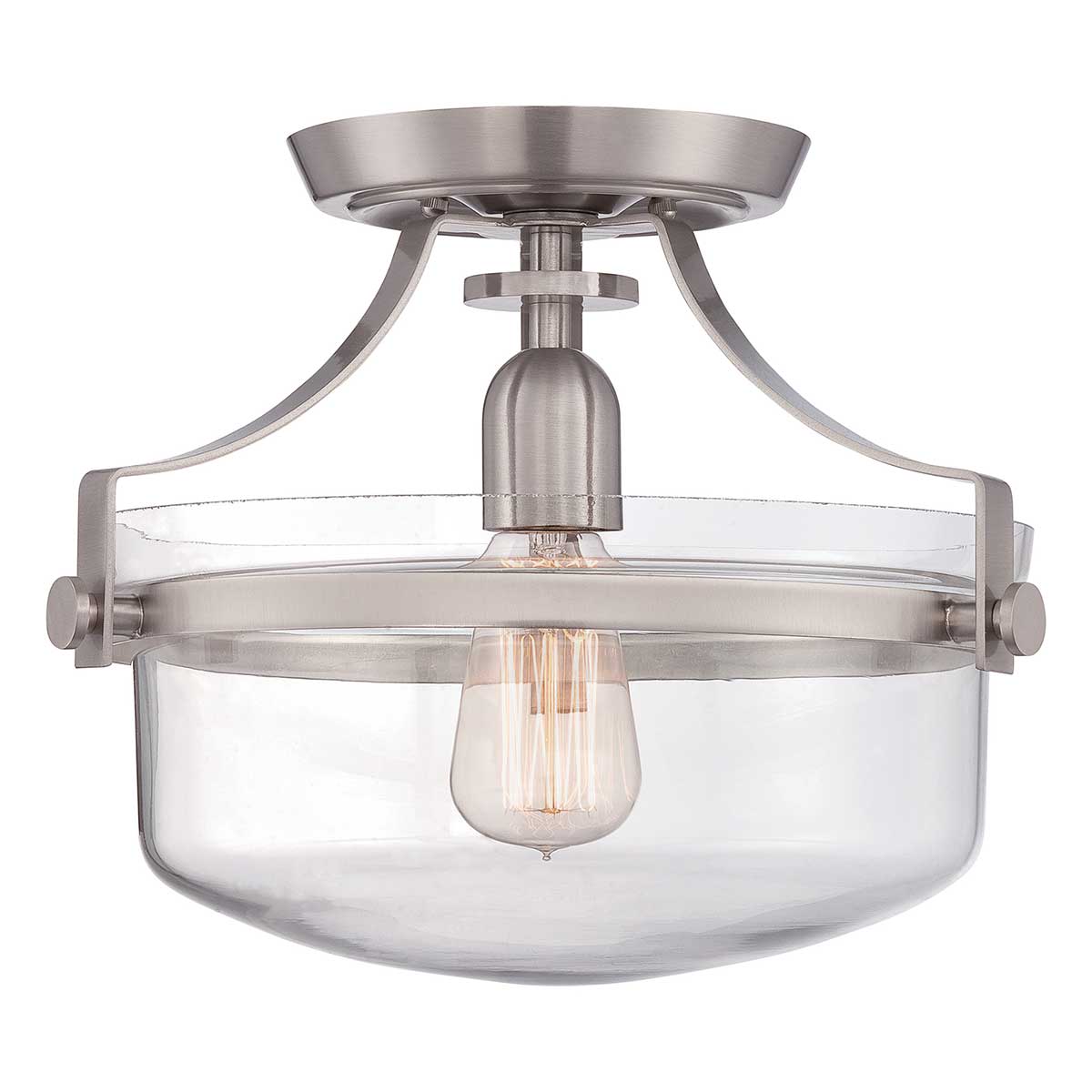 Quoizel Penn Station 1 Light Semi-Flush QZ-PENN-STATION-F-BN
