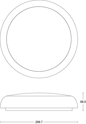 JCC Lighting JC070279 RadiaLED Rapid Pro Slim 12/18W IP65 3000/4000/5700K 300­Ø MW on/off EM BLK rim