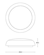 JCC Lighting JC070254 RadiaLED Rapid Pro Slim 8/12W IP65 3000/4000/5700K 250­Ø MW on/off WH rim