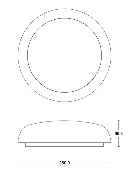 JCC Lighting JC070255 RadiaLED Rapid Pro Slim 8/12W IP65 3000/4000/5700K 250­Ø MW on/off EM WH rim