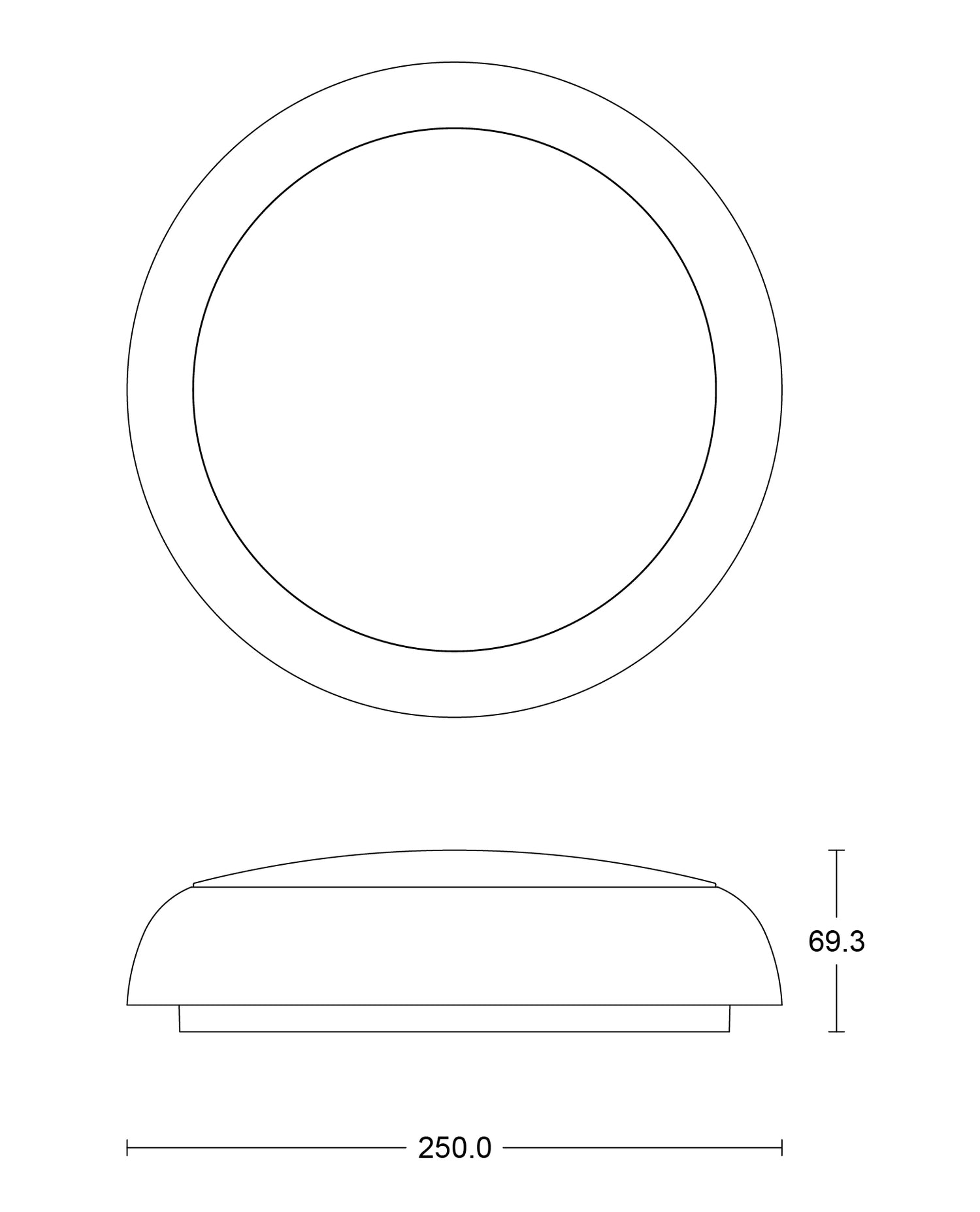 JCC Lighting JC070250 RadiaLED Rapid Pro Slim 8/12W IP65 3000/4000/5700K 250­Ø WH rim