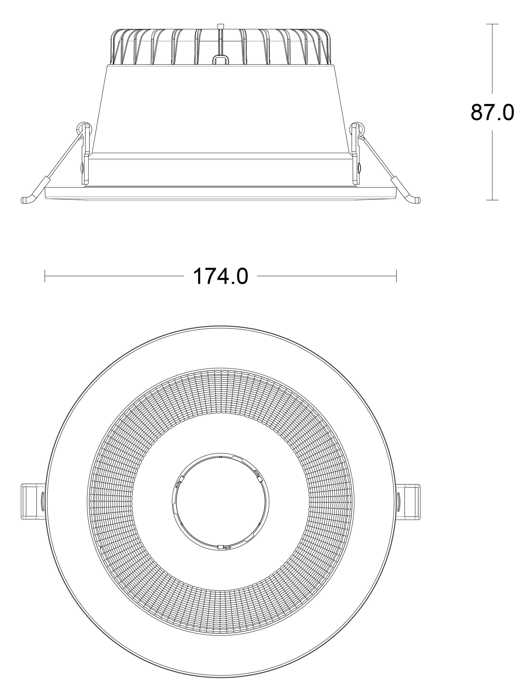 JCC JC74005 Rakula downlight 174mm 14W/20W 3000K/4000K/5700K IP65 TP(a) DALI/1-10V