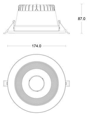 JCC JC74005 Rakula downlight 174mm 14W/20W 3000K/4000K/5700K IP65 TP(a) DALI/1-10V