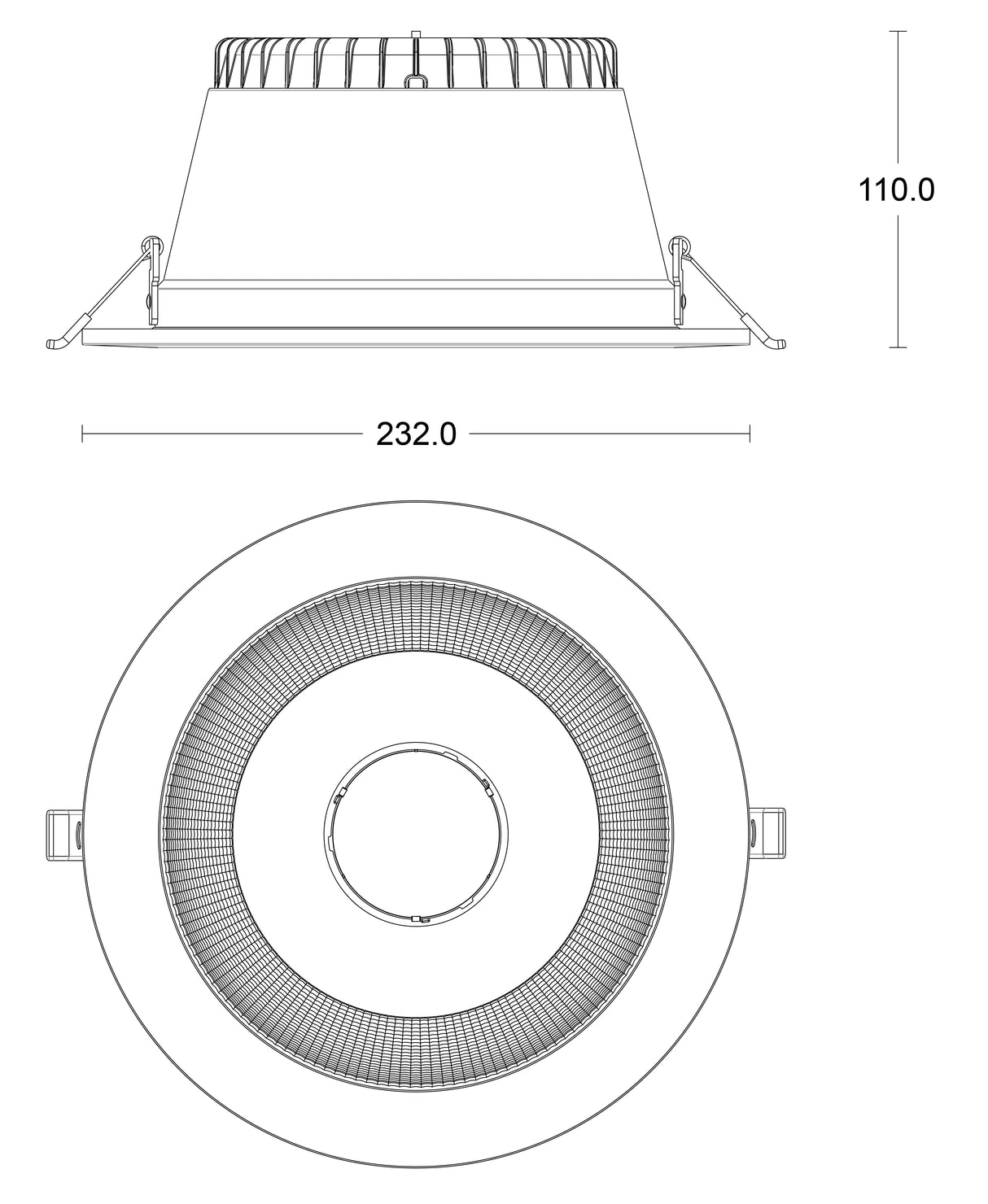 JCC JC74009 Rakula downlight 232mm 24W/35W 3000K/4000K/5700K IP65 TP(a) Non-dim