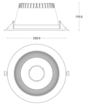 JCC JC74010 Rakula downlight 232mm 24W/35W 3000K/4000K/5700K IP65 TP(a) DALI/1-10V