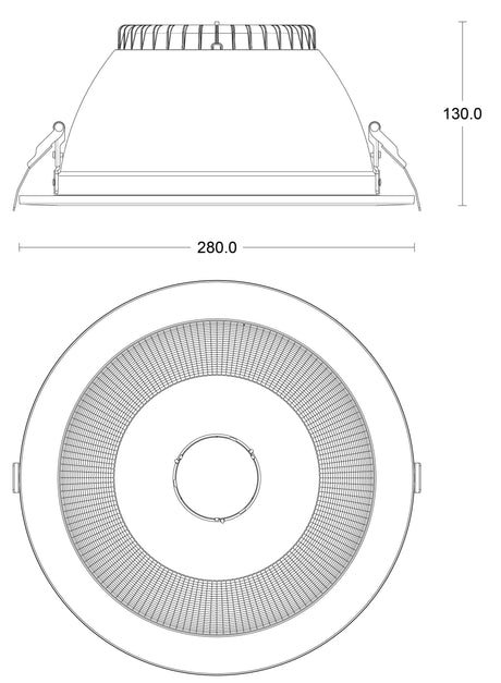 JCC JC74012 Rakula downlight 280mm 35W/50W 3000K/4000K/5700K IP65 TP(a) DALI/1-10V