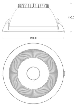 JCC JC74011 Rakula downlight 280mm 35W/50W 3000K/4000K/5700K IP65 TP(a) Non-dim
