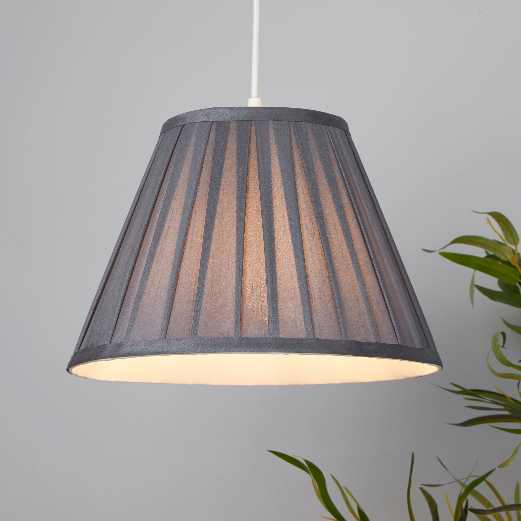 Searchlight Electric Raye Taper Pleatsilk Shade 30Cm Charcoal SO701933