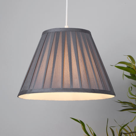 Searchlight Electric Raye Taper Pleatsilk Shade 30Cm Charcoal SO701933