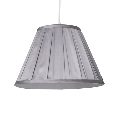 Searchlight Electric Raye Taper Pleat Silk Shade 30Cm Silver SO701934