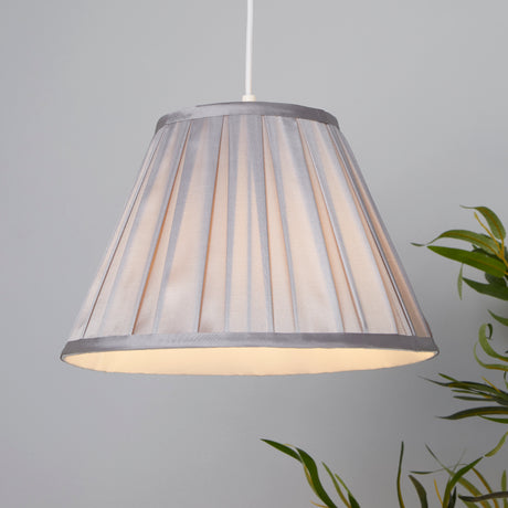 Searchlight Electric Raye Taper Pleat Silk Shade 30Cm Silver SO701934