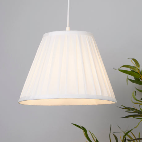 Searchlight Electric Raye Taper Pleat Silk Shade 30Cm White SO701935