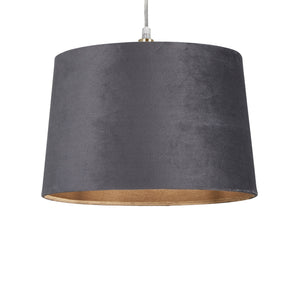 Velvet Drum Shade 30Cm Charcoal