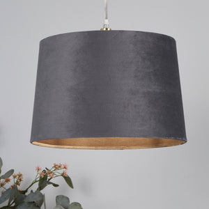 Searchlight Electric Velvet Drum Shade 30Cm Charcoal SO701939