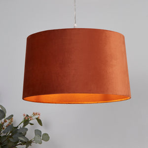 Searchlight Electric VELVET DRUM SHADE 40CM BURNT ORANGE SO701943